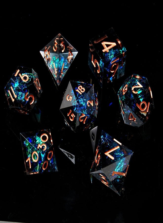 FugaCity DND Dice Set,Liquid Core Handmade Sharp Edge 7 Piece Resin Dice-Dungeons and Dragons Polyhedral Dice Set, D&D Dice Set with Gift Dice Case for RPG MTG Table Games （ - Image 1